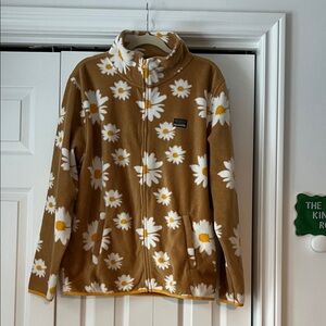 Floral Fleece Teddy Jacket in Brown and White
